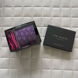 Ted Baker Pink and Blue Tie Pocket Square Set